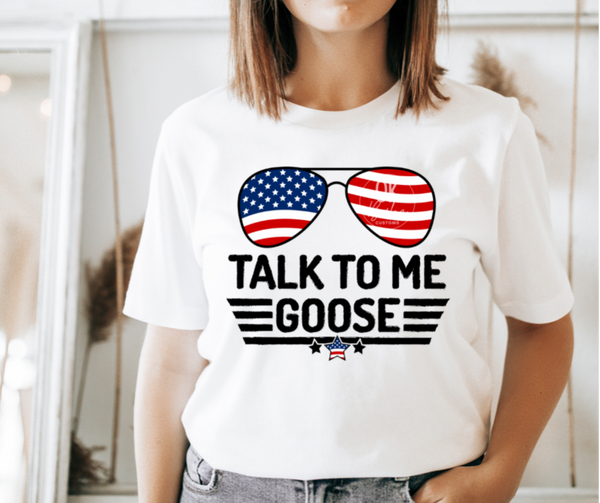 Talk To Me Goose Patriotic Top Gun Graphic T-Shirt
