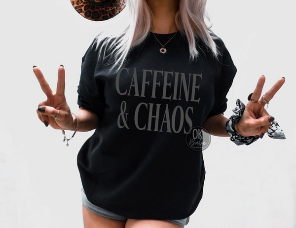 Caffeine & Chaos I’m The Chaos Crewnecks - Mom and Mini Sweatshirts - Mama Mini Collection 3D Puff Design