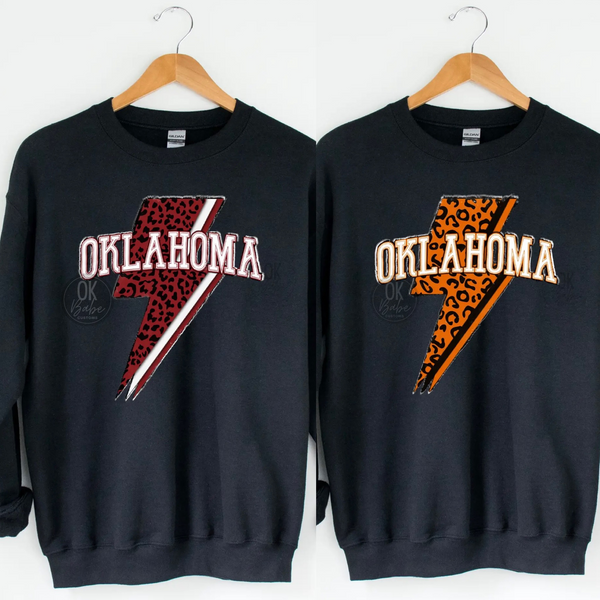 Oklahoma Lightning Bolt - OU/OSU Crewneck - Sooners Cowboys