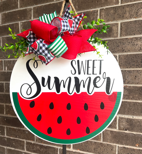 Sweet Summer Watermelon Door Hanger - Seasonal Door Hanger - Summer Decor - Pink Watermelon - Sweet Summer - Welcome Sign