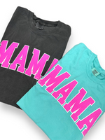 MAMA Multi Color Puff Comfort Colors Graphic Tee - Spring Pink Mom Shirt