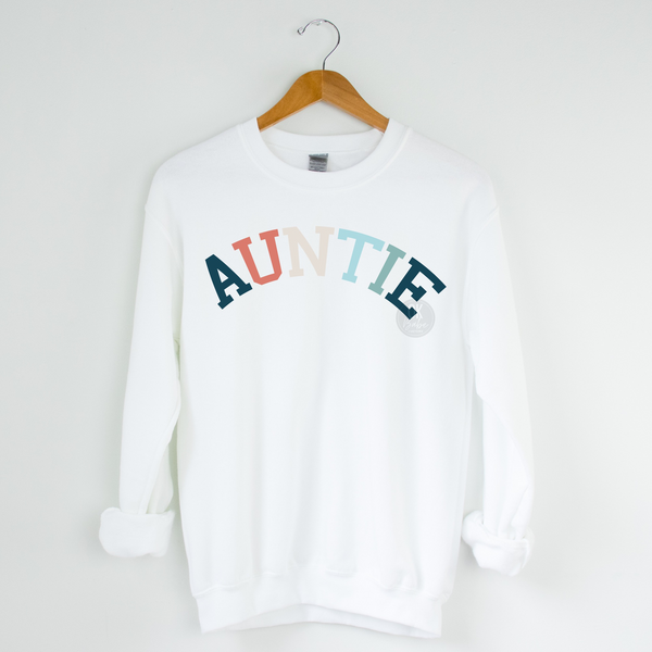 Auntie Multi Colored Crewneck Sweatshirt - Aunt Life Cool Aunt Sweatshirt