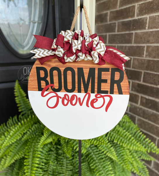 Boomer Sooner Door Hanger - OU Welcome Sign - University of Oklahoma Sooners - Alumni Gift